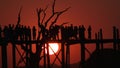 U Bein Bridge at sunset in Amarapura, Mandalay, Laos