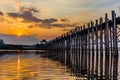 U Bein Bridge Taungthaman Lake Amarapura  Myanmar Royalty Free Stock Photo