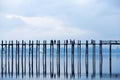 U-Bein teak bridge on Taungthaman lake in Amarapura, Mandalay d