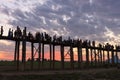 The U Being walking bridge at sunset, Mandalay, Myanmar