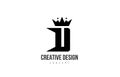 U black and white alphabet letter logo icon design with king crown and spikes. Template for company and business