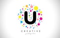 U Bubble Dots Letter Logo Design with Creative Colorful Bubbles.