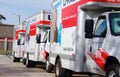 U-HAUL moving trucks parked in a line Royalty Free Stock Photo