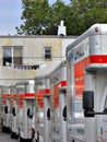 U-Haul trucks in Brooklyn depot ready for movers Royalty Free Stock Photo