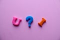 `u ? i` what do you think about me, word Close-up shot selective focus colorful, magnetic letters with romantic question for Royalty Free Stock Photo