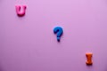 `u ? i` what do you think about me, word Close-up shot selective focus colorful, magnetic letters with romantic question for Royalty Free Stock Photo