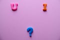 `u ? i` what do you think about me, word Close-up shot selective focus colorful, magnetic letters with romantic question for Royalty Free Stock Photo