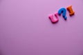 `u ? i` what do you think about me, word Close-up shot selective focus colorful, magnetic letters with romantic question for Royalty Free Stock Photo