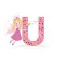 U letter with a cute fairy tale