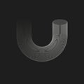 U letter, geometric shape made of thin lines