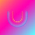 U letter, geometric shape made of thin lines