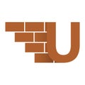 U letter Logo, brick wall logo design with place for your data.