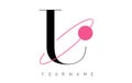 U Letter Logo Design with a Round Pink Eclipse