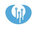 U letter tech logo template