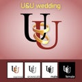 U and U Letter With Wedding Ring Logo. - Vector Royalty Free Stock Photo