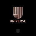 U monogram. Universe logo. Letters consist of some strips, isolated on a different backgrounds. Royalty Free Stock Photo