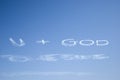 U plus God skywriting Royalty Free Stock Photo