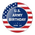 U.S. Army Birthday patriotic holiday, traditionally celebrated on June 14 in the form of a badge, symbol of the holiday. Vector