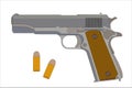 U.S. Army handgun Colt 1911A1 on white background