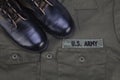 U.S. Army olive green uniform with boots