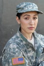 U.S. Army Soldier, Sergeant. Isolated close up showing stress, PTSD or sadness Royalty Free Stock Photo