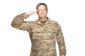 U.S. Army Soldier, Sergeant. Isolated and saluting. Royalty Free Stock Photo