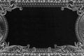 U.S. dollar border with empty middle area. Inversion, negative image
