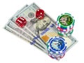 U.S. dollars, dice and chips game