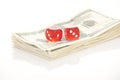 U.S. dollars and dice isolated on Royalty Free Stock Photo