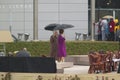 U.S. former First Lady Laura Bush and former First Lady Barbara Bush walk on stage during the official opening ceremony of the