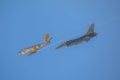 U.S. Navy`s Flight training with old and new aircraft next to each other in the air of San Diego Royalty Free Stock Photo