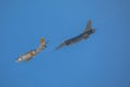 U.S. Navy`s Flight training with old and new aircraft next to each other in the air of San Diego Royalty Free Stock Photo