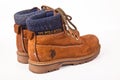 U.S. Polo Assn. brown hiking shoes and a white background, Sturdy hiking boots