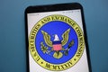 U.S. Securities and Exchange Commission logo on smartphone Royalty Free Stock Photo