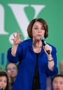 U.S. Senator Amy Klobuchar speaks in Nashua, N.H., USA, during the New Hampshire primary, on February 9, 2020.