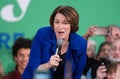 U.S. Senator Amy Klobuchar speaks in Nashua, N.H., USA, during the New Hampshire primary, on February 9, 2020.