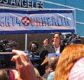 Senator Kamala Harris at Los Angeles County healthcare rally Royalty Free Stock Photo