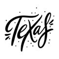 U.S. state name Texas. Hand drawn vector lettering. Isolated on white background.