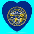 U.S. state of Nebraska Flag In Heart Shape Vector