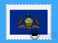 U.S. state of Pennsylvania Flag with Postage Stamp Vector illustration Eps 10