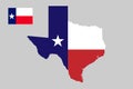 U.S. state of Texas Map outline and flag .Vector illustration