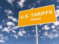 U.S. tariffs ahead traffic sign