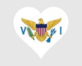 United States Virgin Islands Heart Flag. US Virgin Island Love Shape Flag. USVI VI Banner Icon Sign Symbol Clipart. EPS Vector