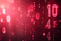 Red digital-themed background with glowing binary numbers Royalty Free Stock Photo