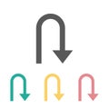 U-turn icon, arrow, direction, road, way, signpost