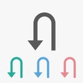 U-turn icon, arrow, direction, road, way, signpost