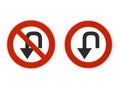 U-turn and No U-turn signs