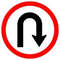 U-Turn Right Traffic Road Sign Isolate On White Background,Vector Illustration EPS.10