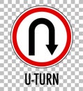 U-turn sign isolated on transparent background