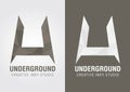 U Underground icon symbol from an alphabet letter U.